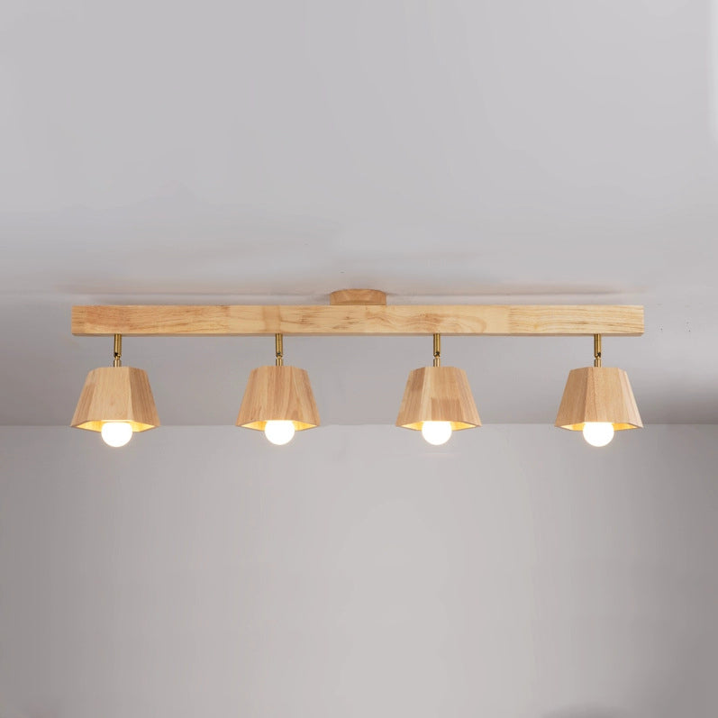 Plafonnier semi-encastré contemporain scandinave hexagonal en bois de caoutchouc 1/2/3/4/5 lumières pour chambre 