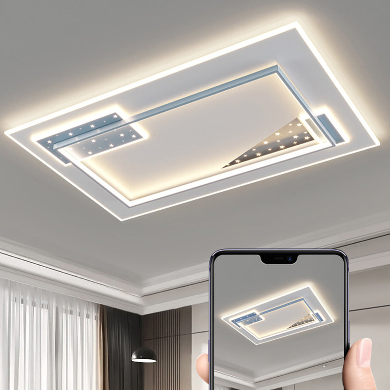 Modern Simplicity Square Round Rectangle Acrylic Iron LED Flush Mount Ceiling Light For Living Room