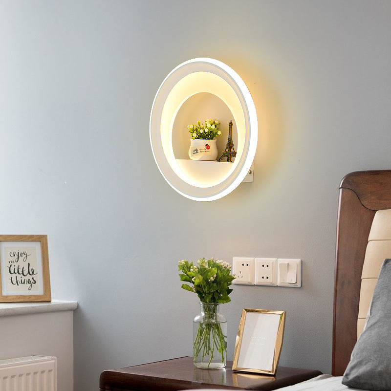 Tradicional Chino Redondo Maceta Ciervo Torre Perfume Cisne Globo Acrílico Hardware LED Aplique de Pared para Dormitorio 