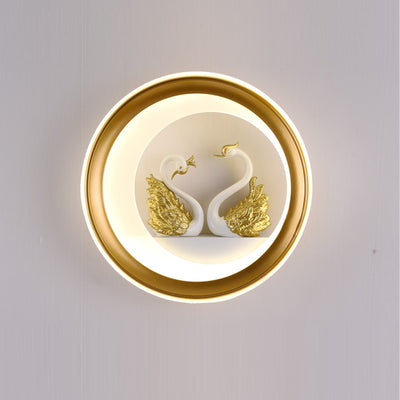 Tradicional Chino Redondo Maceta Ciervo Torre Perfume Cisne Globo Acrílico Hardware LED Aplique de Pared para Dormitorio 