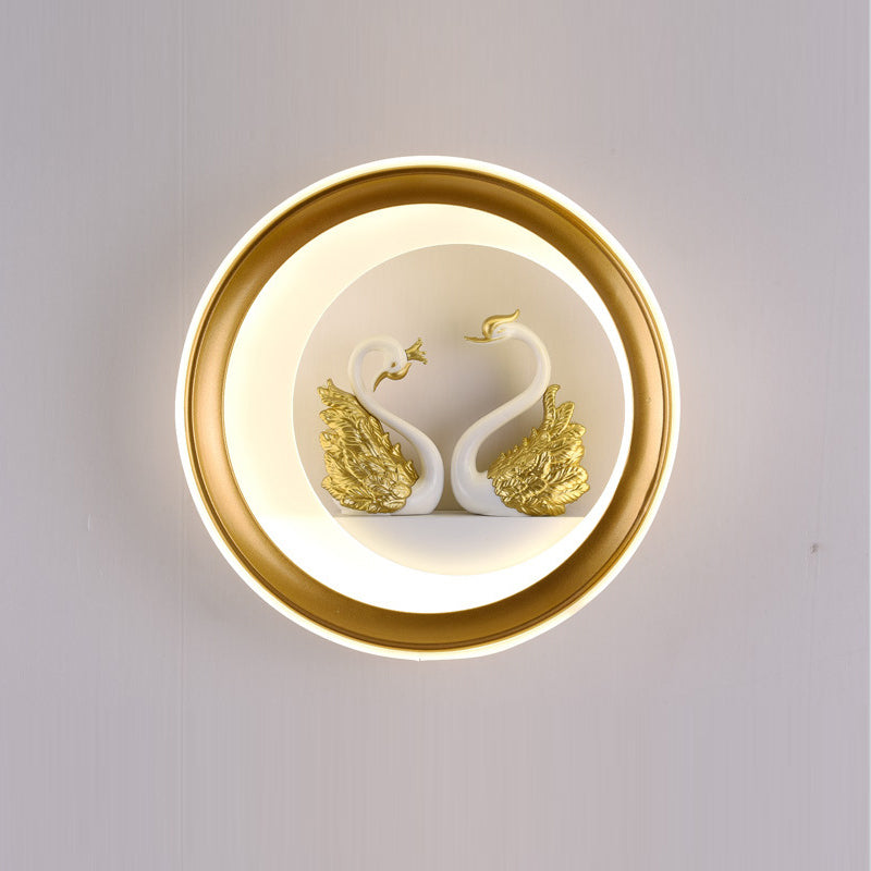 Tradicional Chino Redondo Maceta Ciervo Torre Perfume Cisne Globo Acrílico Hardware LED Aplique de Pared para Dormitorio 