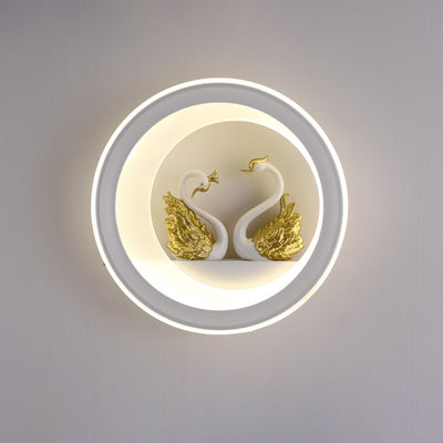 Tradicional Chino Redondo Maceta Ciervo Torre Perfume Cisne Globo Acrílico Hardware LED Aplique de Pared para Dormitorio 