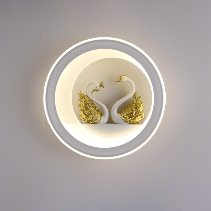 Tradicional Chino Redondo Maceta Ciervo Torre Perfume Cisne Globo Acrílico Hardware LED Aplique de Pared para Dormitorio 