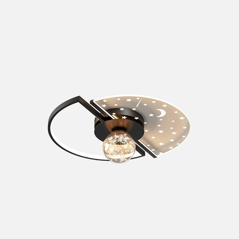 Plafonnier LED contemporain scandinave en verre acrylique et fer avec orbe ronde étoile croissant pour chambre à coucher 