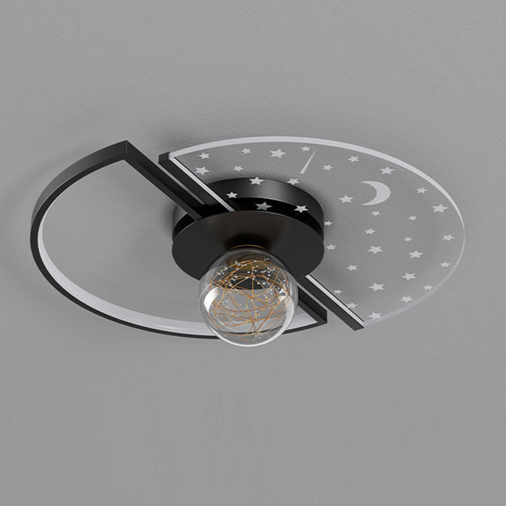 Plafonnier LED contemporain scandinave en verre acrylique et fer avec orbe ronde étoile croissant pour chambre à coucher 