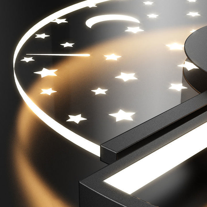 Plafonnier LED contemporain scandinave en verre acrylique et fer avec orbe ronde étoile croissant pour chambre à coucher 