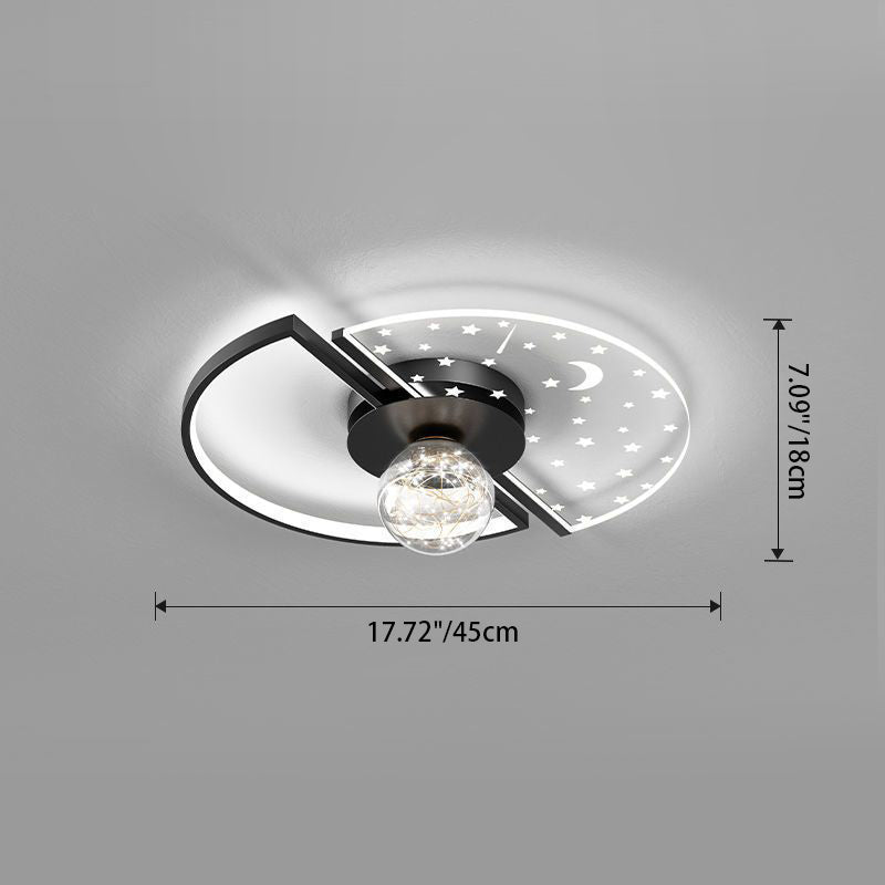 Plafonnier LED contemporain scandinave en verre acrylique et fer avec orbe ronde étoile croissant pour chambre à coucher 
