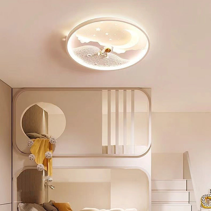 Plafonnier LED rond en résine acrylique fer astronaute planète minimaliste moderne pour chambre d&