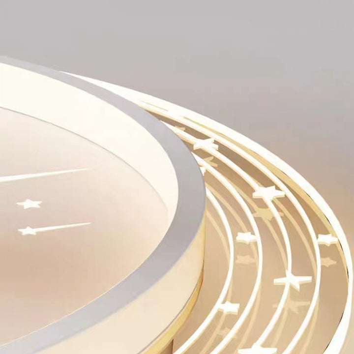 Plafonnier LED rond en résine acrylique fer astronaute planète minimaliste moderne pour chambre d&