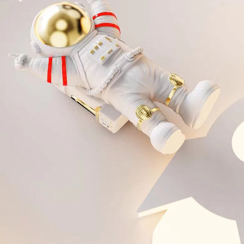 Plafonnier LED rond en résine acrylique fer astronaute planète minimaliste moderne pour chambre d&