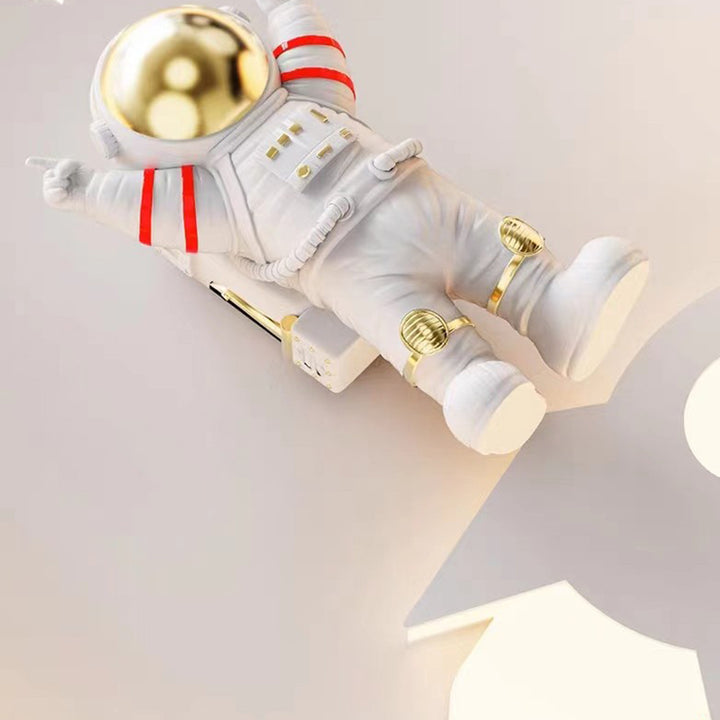 Plafonnier LED rond en résine acrylique fer astronaute planète minimaliste moderne pour chambre d&