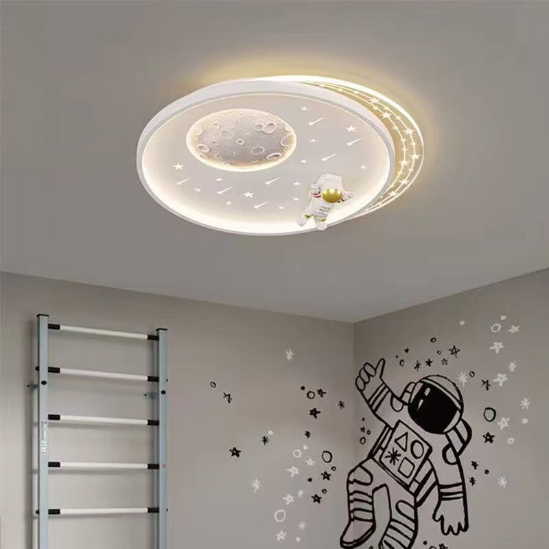 Plafonnier LED rond en résine acrylique fer astronaute planète minimaliste moderne pour chambre d&