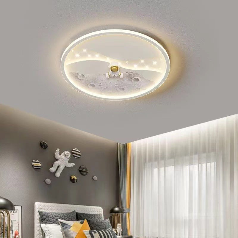Plafonnier LED rond en résine acrylique fer astronaute planète minimaliste moderne pour chambre d&