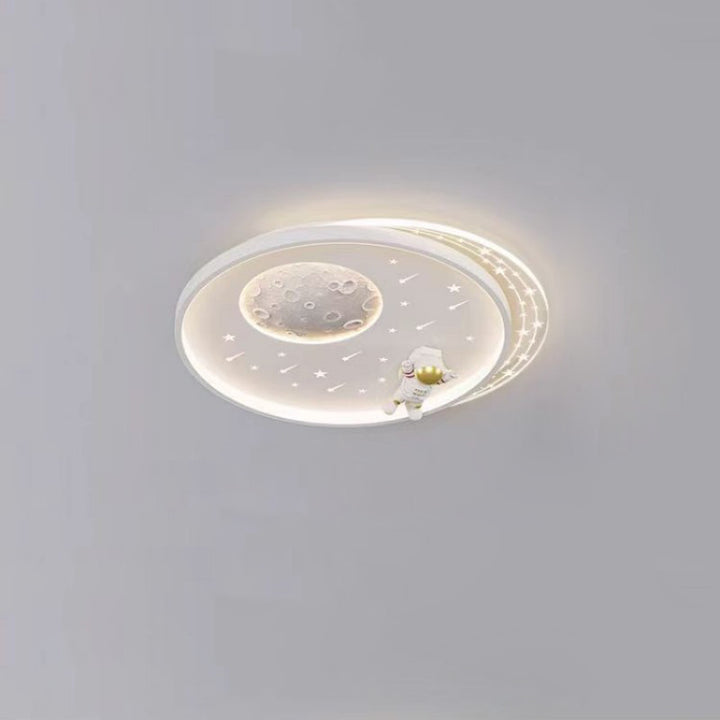 Plafonnier LED rond en résine acrylique fer astronaute planète minimaliste moderne pour chambre d&