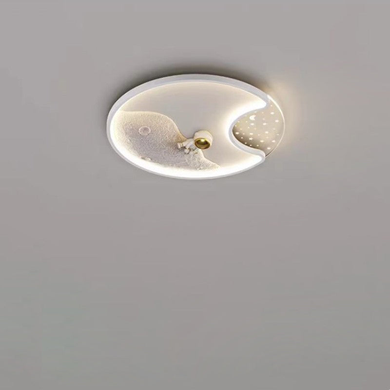 Plafonnier LED rond en résine acrylique fer astronaute planète minimaliste moderne pour chambre d&