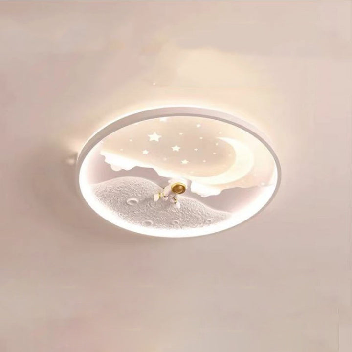 Plafonnier LED rond en résine acrylique fer astronaute planète minimaliste moderne pour chambre d&