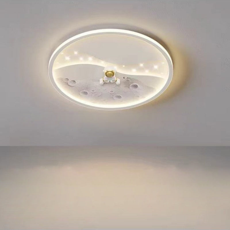 Plafonnier LED rond en résine acrylique fer astronaute planète minimaliste moderne pour chambre d&
