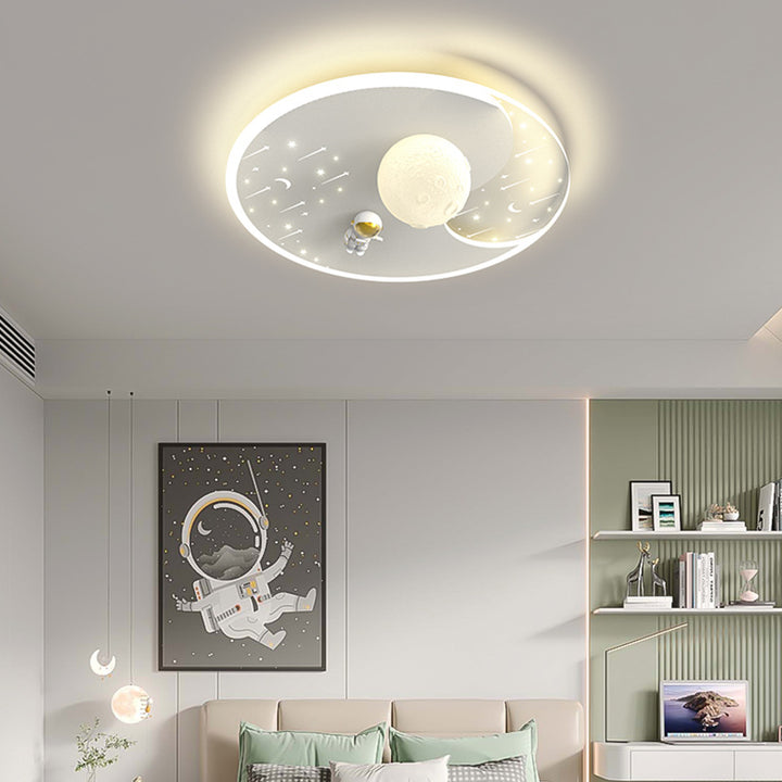 Lustre Plafonnier LED Moderne Minimaliste pour Enfants Astronaute Planète Sphère en Résine Acrylique Fer pour Salon 