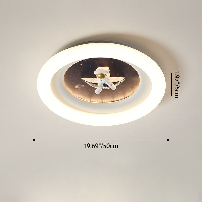 Moderne Einfachheit Kinder Astronaut Planet Runde PE Eisen LED Deckenleuchte für Schlafzimmer 