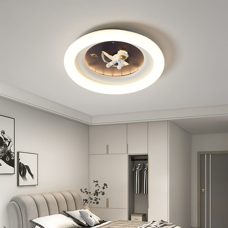 Moderne Einfachheit Kinder Astronaut Planet Runde PE Eisen LED Deckenleuchte für Schlafzimmer 