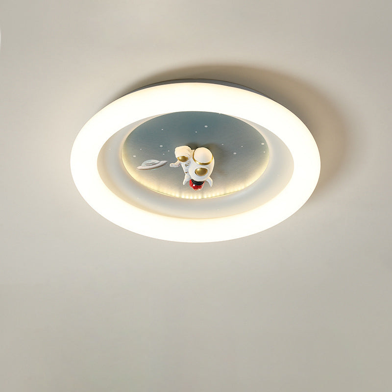 Moderne Einfachheit Kinder Astronaut Planet Runde PE Eisen LED Deckenleuchte für Schlafzimmer 