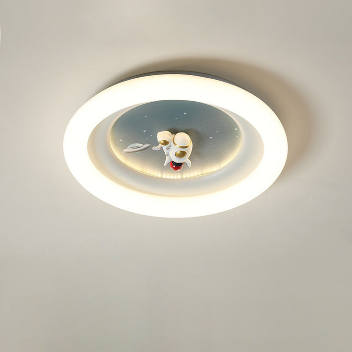 Moderne Einfachheit Kinder Astronaut Planet Runde PE Eisen LED Deckenleuchte für Schlafzimmer 