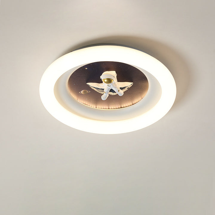 Moderne Einfachheit Kinder Astronaut Planet Runde PE Eisen LED Deckenleuchte für Schlafzimmer 