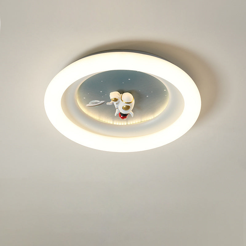 Moderne Einfachheit Kinder Astronaut Planet Runde PE Eisen LED Deckenleuchte für Schlafzimmer 