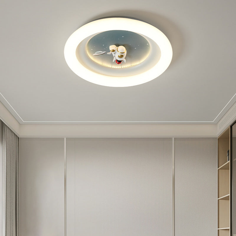 Moderne Einfachheit Kinder Astronaut Planet Runde PE Eisen LED Deckenleuchte für Schlafzimmer 
