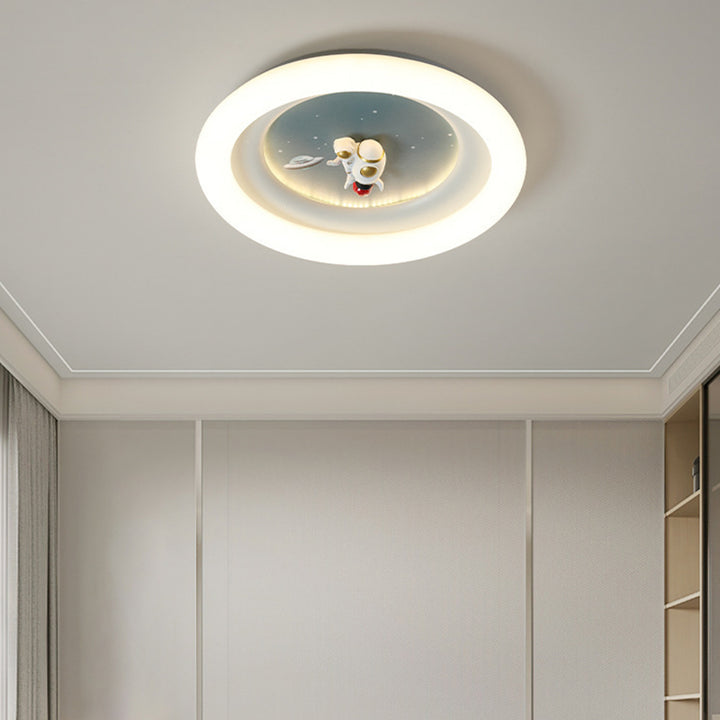 Moderne Einfachheit Kinder Astronaut Planet Runde PE Eisen LED Deckenleuchte für Schlafzimmer 