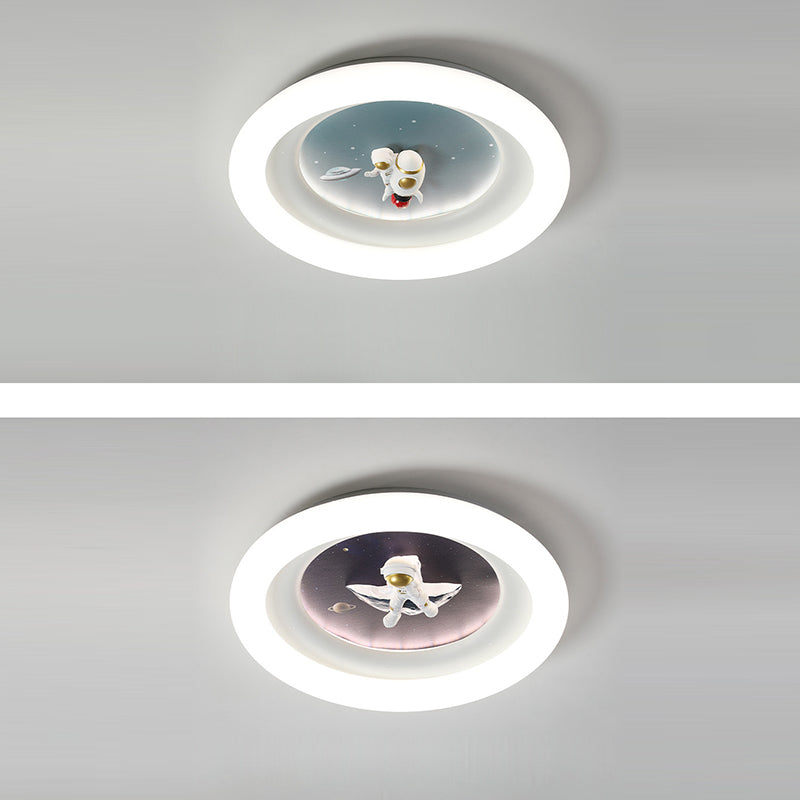 Moderne Einfachheit Kinder Astronaut Planet Runde PE Eisen LED Deckenleuchte für Schlafzimmer 