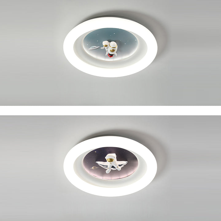Moderne Einfachheit Kinder Astronaut Planet Runde PE Eisen LED Deckenleuchte für Schlafzimmer 