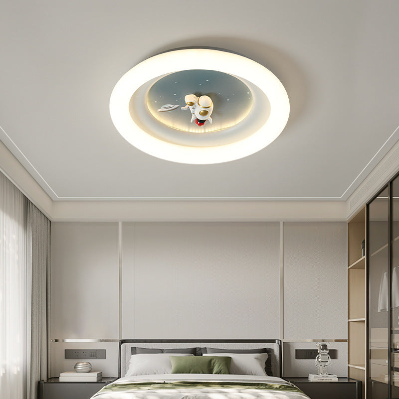 Moderne Einfachheit Kinder Astronaut Planet Runde PE Eisen LED Deckenleuchte für Schlafzimmer 