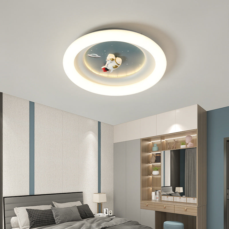 Moderne Einfachheit Kinder Astronaut Planet Runde PE Eisen LED Deckenleuchte für Schlafzimmer 