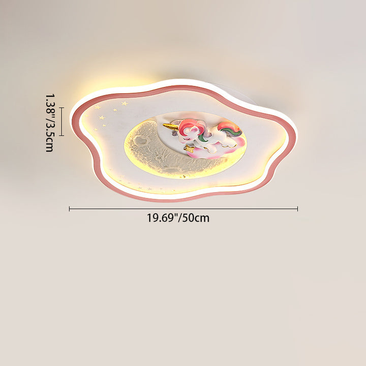 Lustre Plafonnier LED en Résine Acrylique Fer Astronaute Licorne Triangle Pentagone Dessin Animé Enfant Art Déco Moderne pour Chambre 