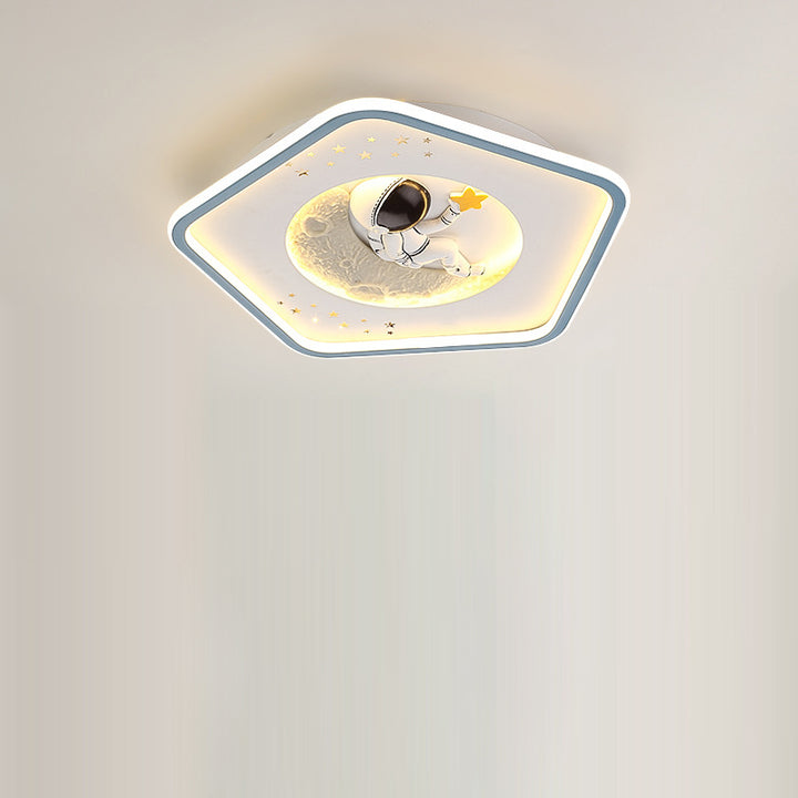 Lustre Plafonnier LED en Résine Acrylique Fer Astronaute Licorne Triangle Pentagone Dessin Animé Enfant Art Déco Moderne pour Chambre 