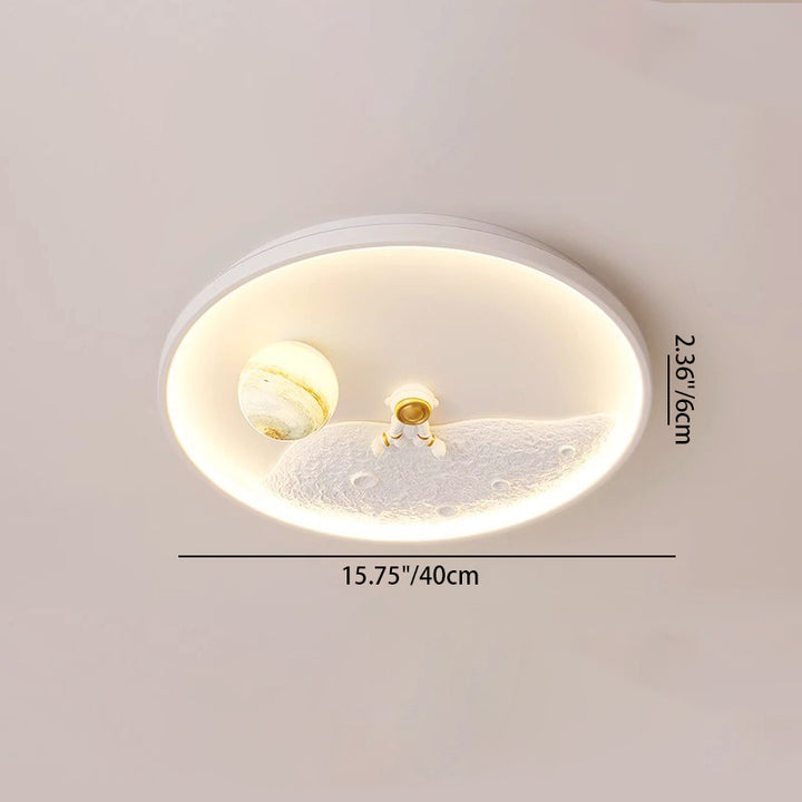 Plafonnier LED en résine acrylique, fer, aluminium Art Déco Moderne pour enfants, avec motif d'astronaute et planète, pour salon 