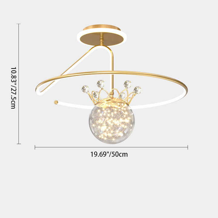 Lustre Plafonnier Semi-Encastré LED en Fer PC Moderne et Luxueux en Forme de Couronne Sphérique pour Chambre 