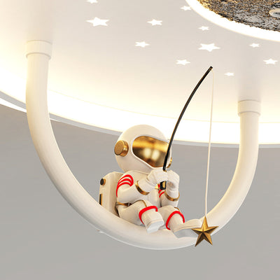 مصباح سقف LED مستدير للأطفال بأسلوب آرت ديكو الحديث مع تصميم سحابة رائد فضاء كوكب من الأكريليك والحديد لغرفة النوم 