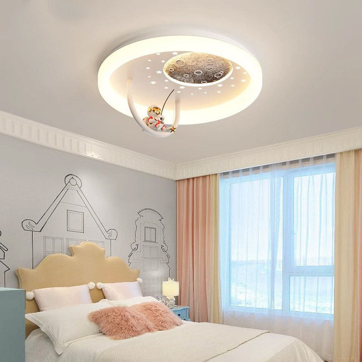 Lustre Plafonnier LED Moderne Art Déco Enfant Rond Nuage Astronaute Planète Acrylique Fer Pour Chambre 