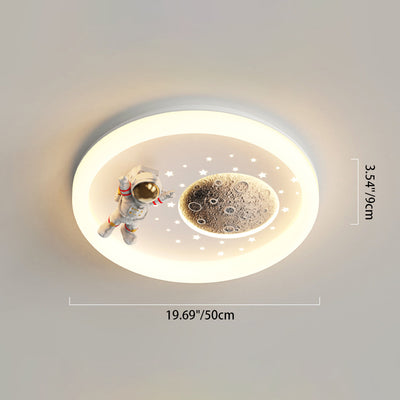 مصباح سقف LED مستدير للأطفال بأسلوب آرت ديكو الحديث مع تصميم سحابة رائد فضاء كوكب من الأكريليك والحديد لغرفة النوم 