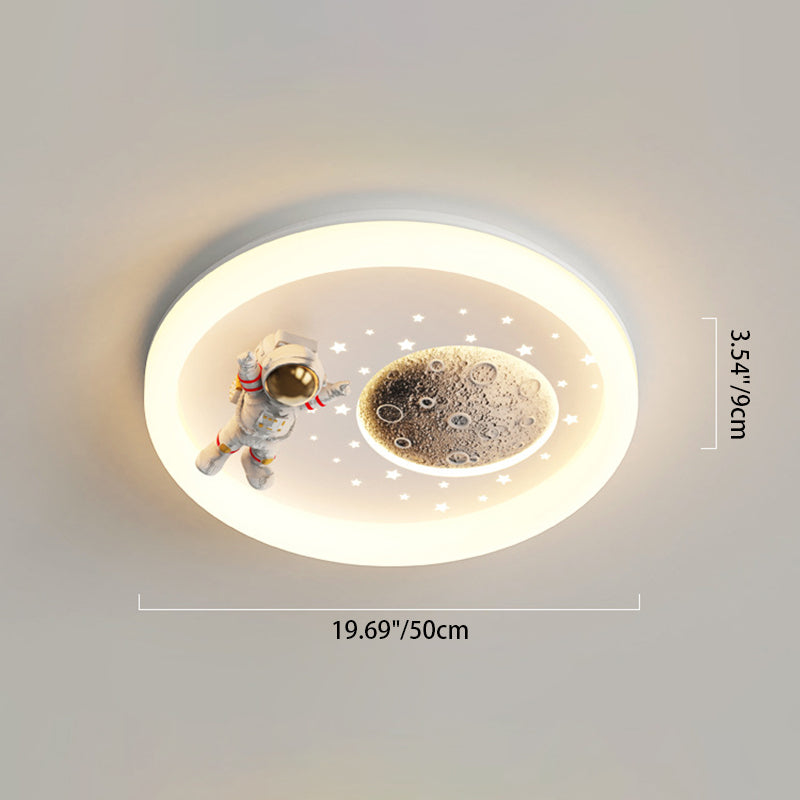 مصباح سقف LED مستدير للأطفال بأسلوب آرت ديكو الحديث مع تصميم سحابة رائد فضاء كوكب من الأكريليك والحديد لغرفة النوم 