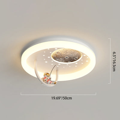 مصباح سقف LED مستدير للأطفال بأسلوب آرت ديكو الحديث مع تصميم سحابة رائد فضاء كوكب من الأكريليك والحديد لغرفة النوم 