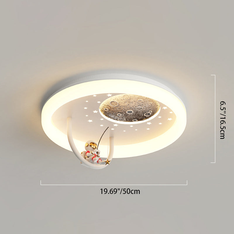 مصباح سقف LED مستدير للأطفال بأسلوب آرت ديكو الحديث مع تصميم سحابة رائد فضاء كوكب من الأكريليك والحديد لغرفة النوم 