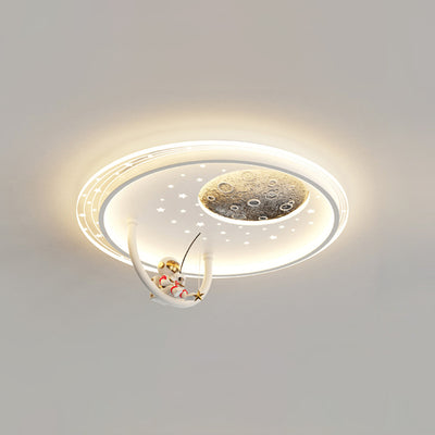 مصباح سقف LED مستدير للأطفال بأسلوب آرت ديكو الحديث مع تصميم سحابة رائد فضاء كوكب من الأكريليك والحديد لغرفة النوم 