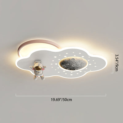 مصباح سقف LED مستدير للأطفال بأسلوب آرت ديكو الحديث مع تصميم سحابة رائد فضاء كوكب من الأكريليك والحديد لغرفة النوم 
