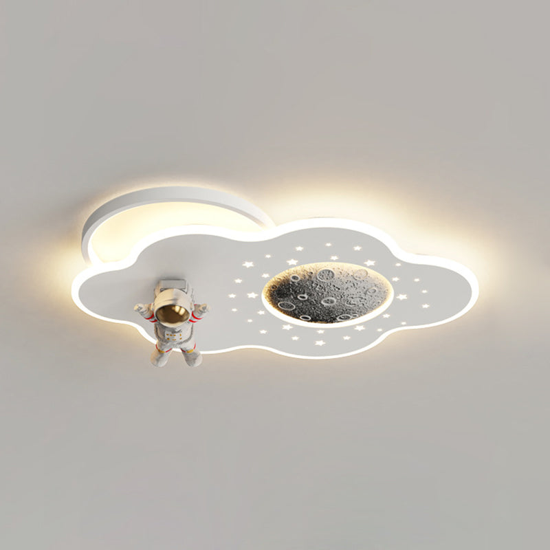 مصباح سقف LED مستدير للأطفال بأسلوب آرت ديكو الحديث مع تصميم سحابة رائد فضاء كوكب من الأكريليك والحديد لغرفة النوم 