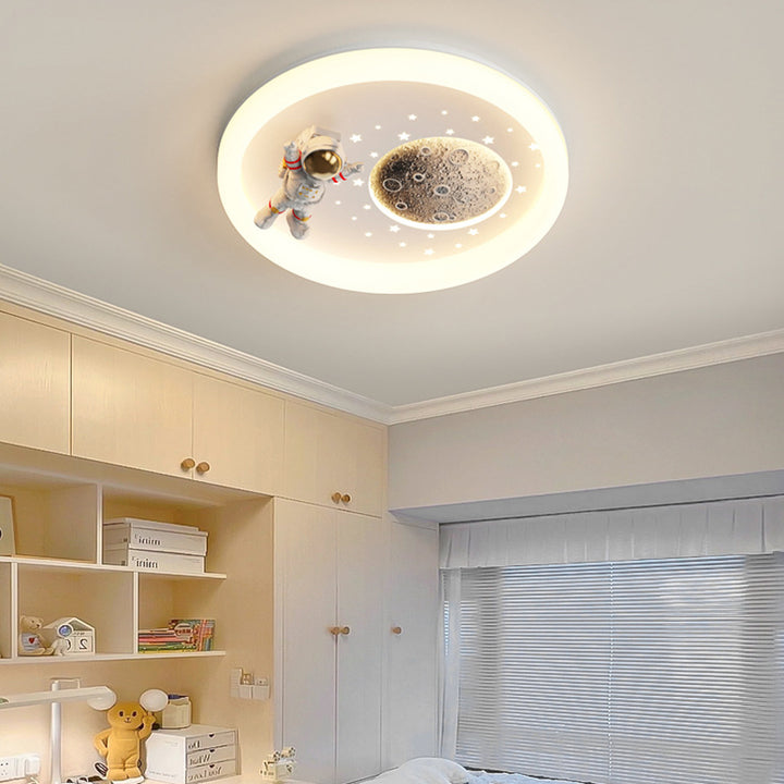 Lustre Plafonnier LED Moderne Art Déco Enfant Rond Nuage Astronaute Planète Acrylique Fer Pour Chambre 