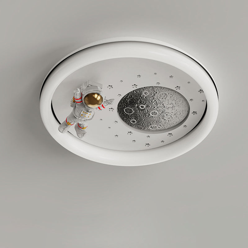مصباح سقف LED مستدير للأطفال بأسلوب آرت ديكو الحديث مع تصميم سحابة رائد فضاء كوكب من الأكريليك والحديد لغرفة النوم 