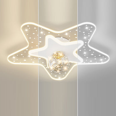 Contemporary Creative Star Pentagram Orb Acrylic Iron LED Flush Mount Ceiling Light For Bedroom